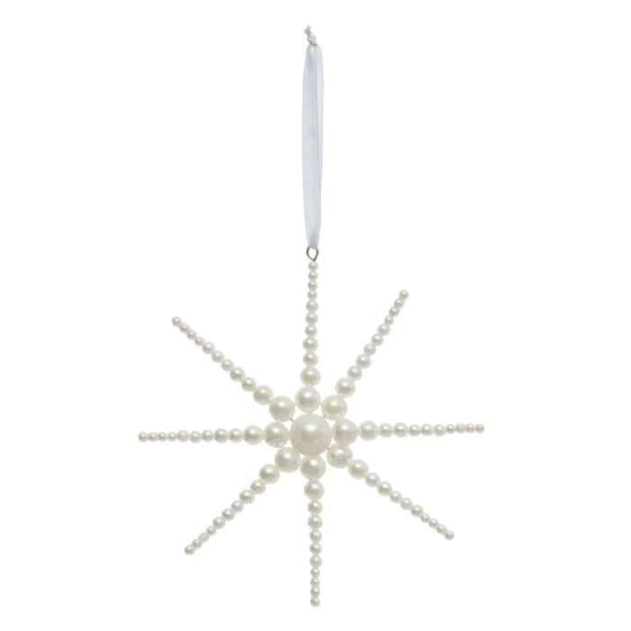 Décoration de sapin étoile perles nacre 13cm