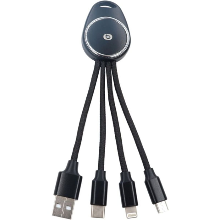 Câble trio ESSENTIELB court 3 en 1 lightning/microUSB/USB-C