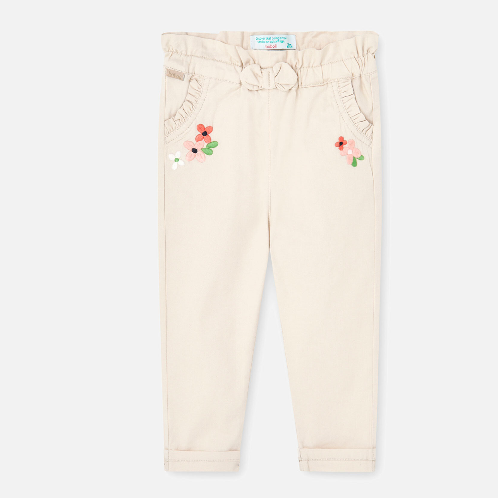 PantalÃ³n elÃ¡stico niÃ±a estampado, beige crema