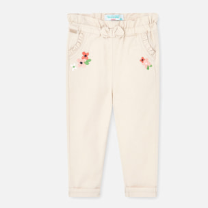 PantalÃ³n elÃ¡stico niÃ±a estampado, beige crema