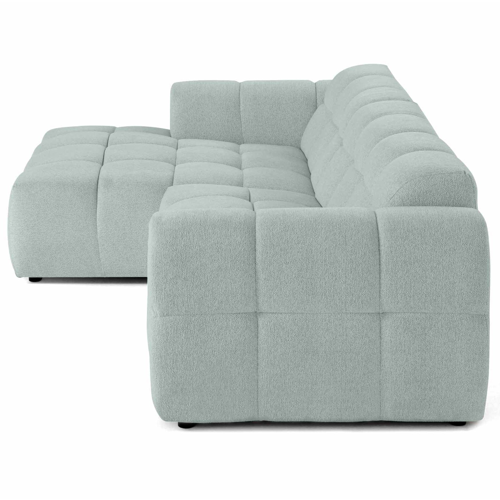 Ray - canapé d'angle gauche - 4 places - en tissu texturé - Bleu