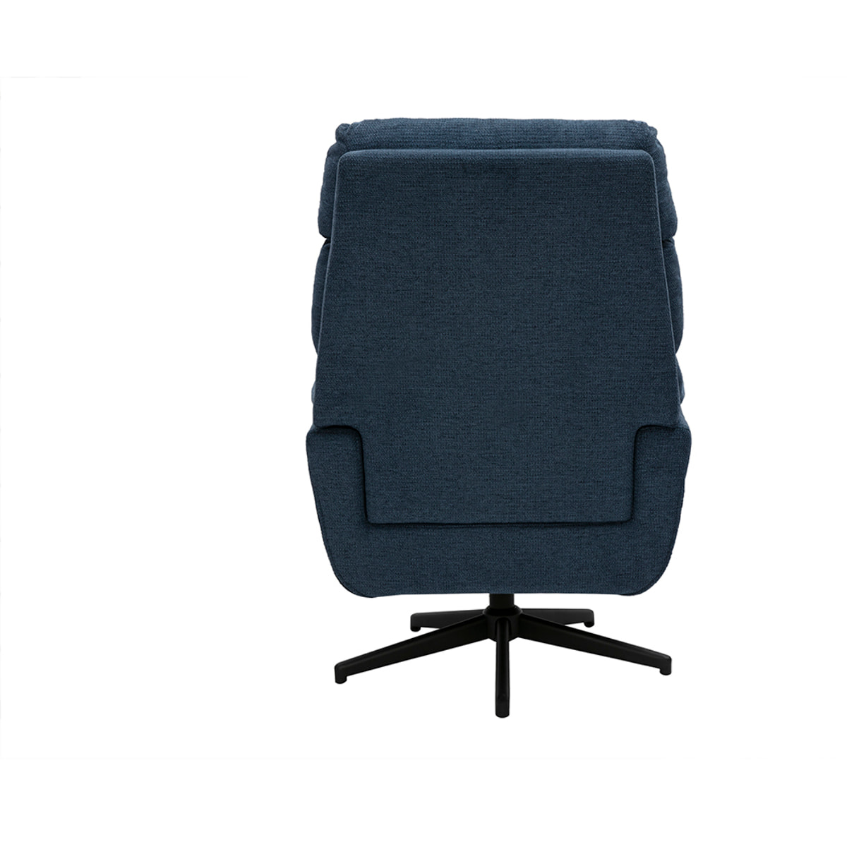 Fauteuil pivotant en tissu chenille bleu foncé et métal noir JONAH