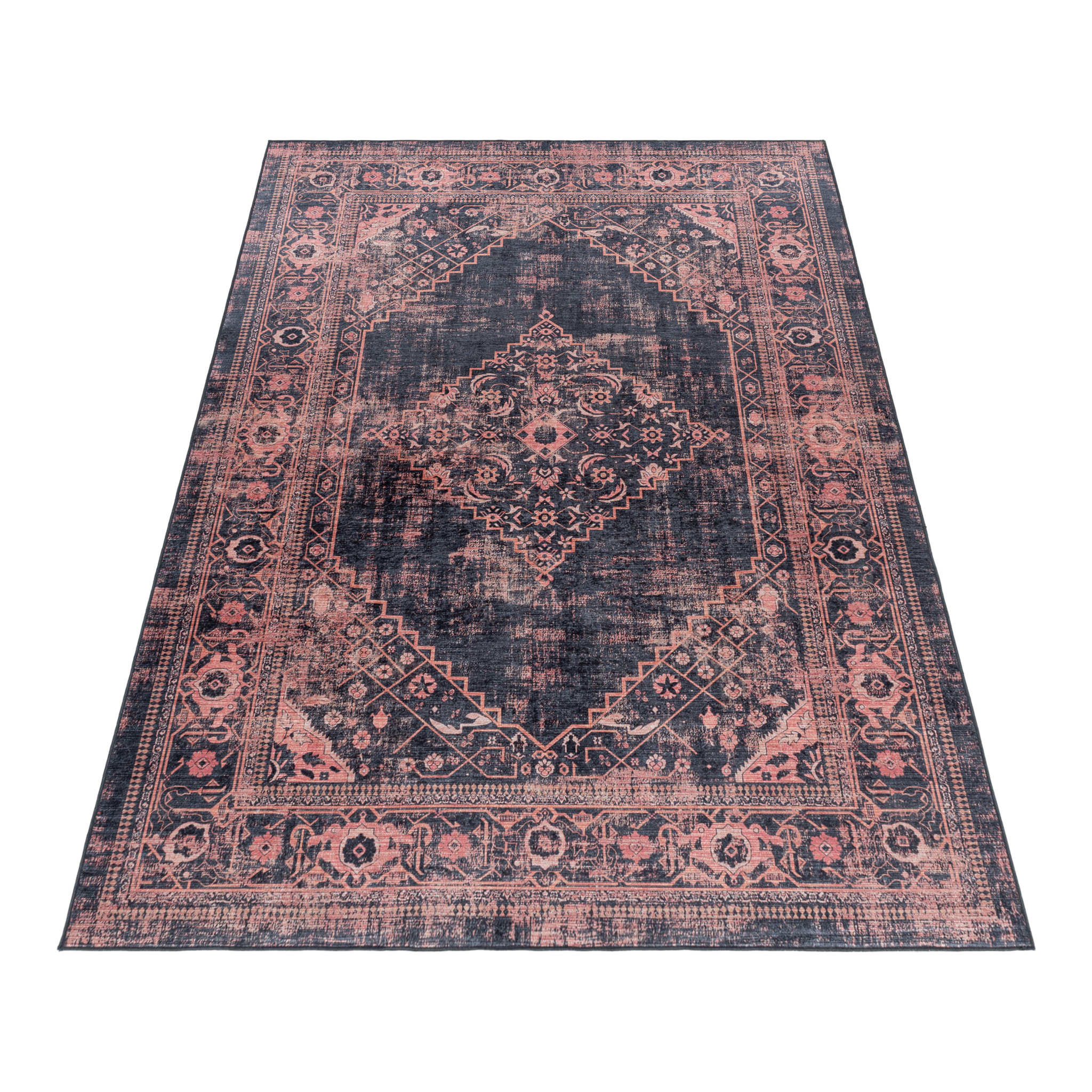 FIESTA - Tapis oriental effet vieilli rouge