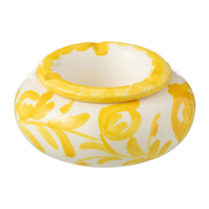 J-Line cendrier Granada - céramique - blanc/geel - small