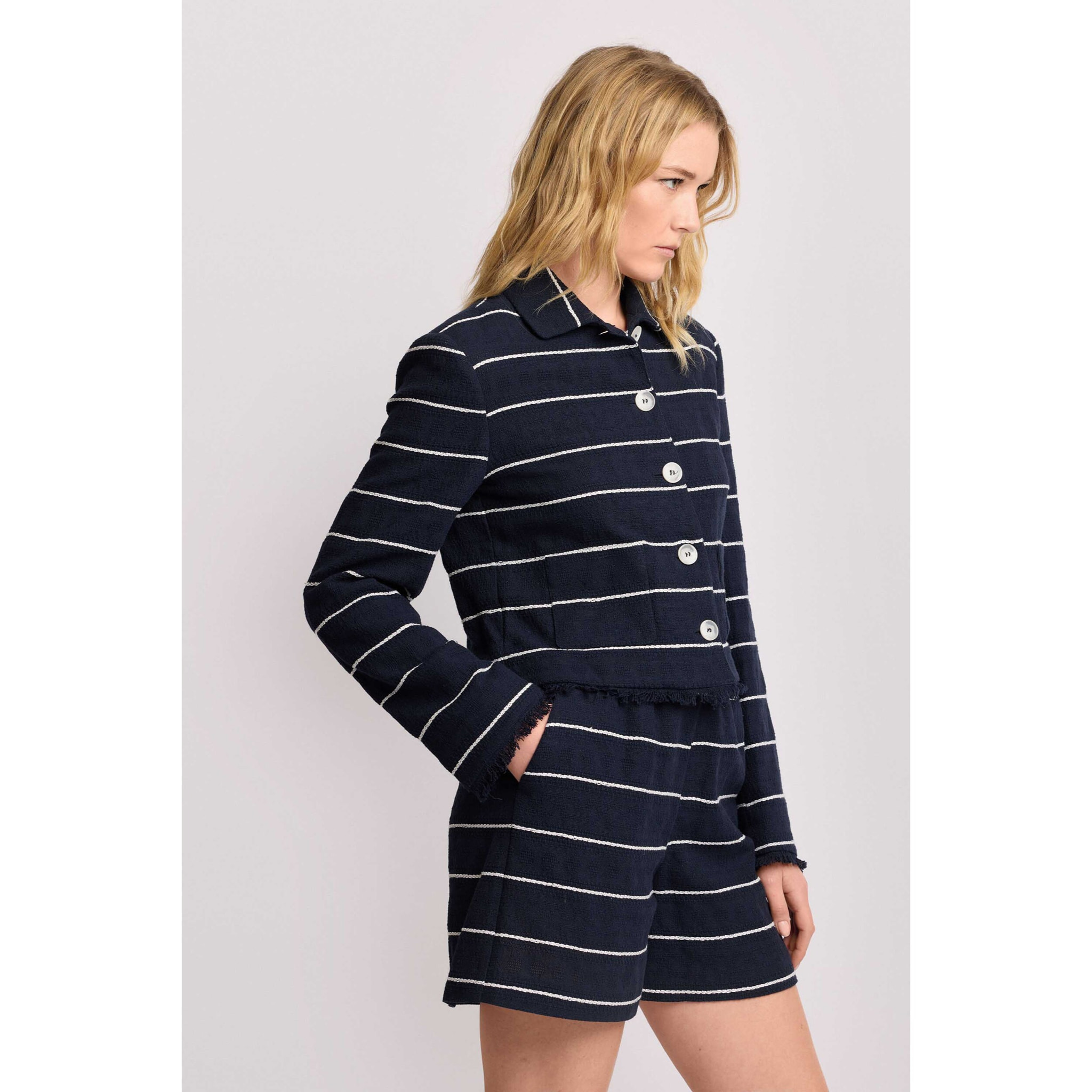 Kocca - Giacca con bordi effetto sfrangiato Donna, Righe