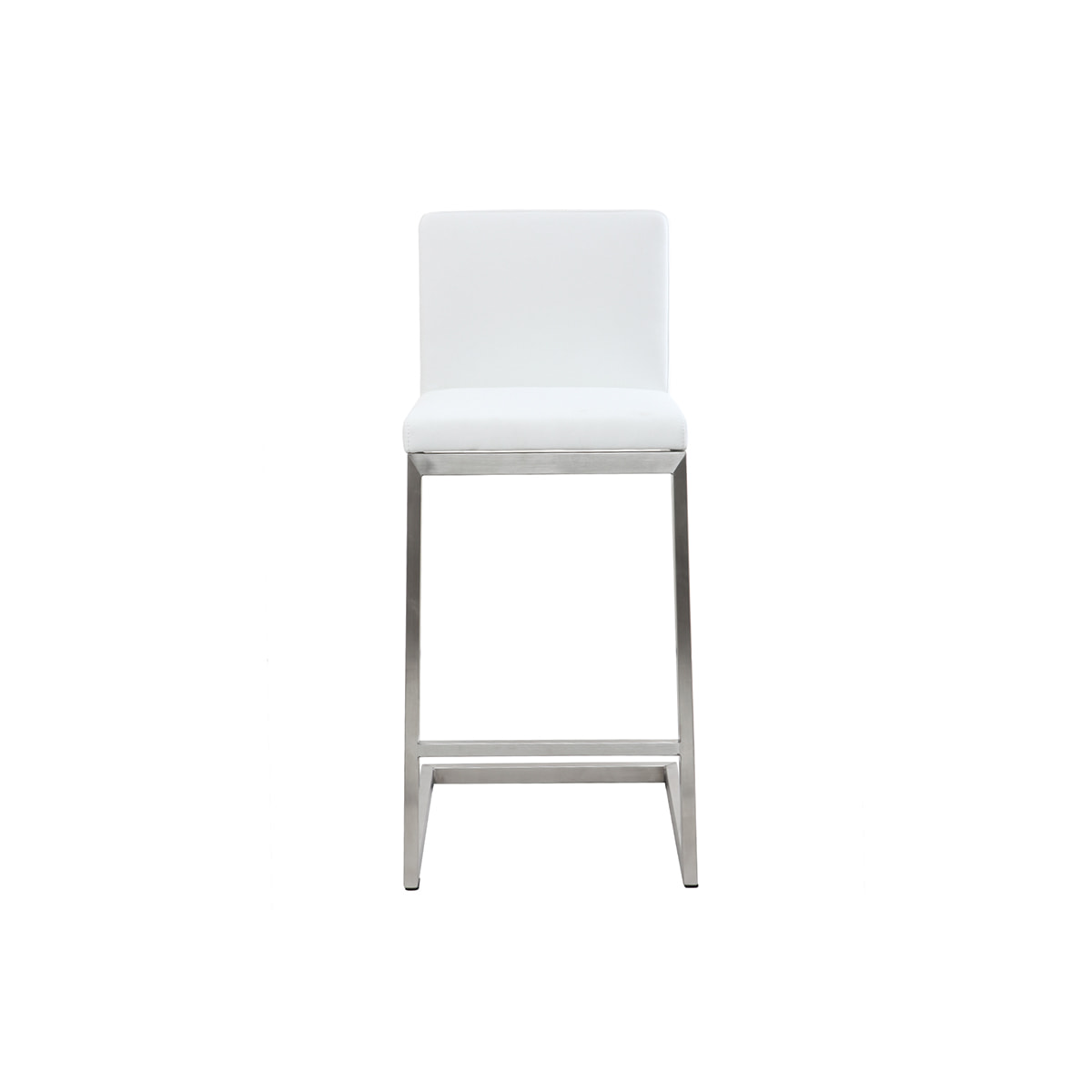 Tabourets de bar design blancs avec pieds métal H66 cm (lot de 2) STELLAR