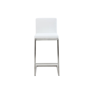 Tabourets de bar design blancs avec pieds métal H66 cm (lot de 2) STELLAR