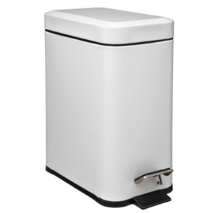 Poubelle rectangulaire soft close inox 5L blanc