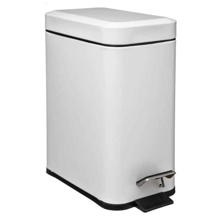 Poubelle rectangulaire soft close inox 5L blanc