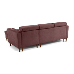 Alicante - canapé d'angle réversible convertible avec têtières - coffre - 4 places - en tissu texturé - Prune