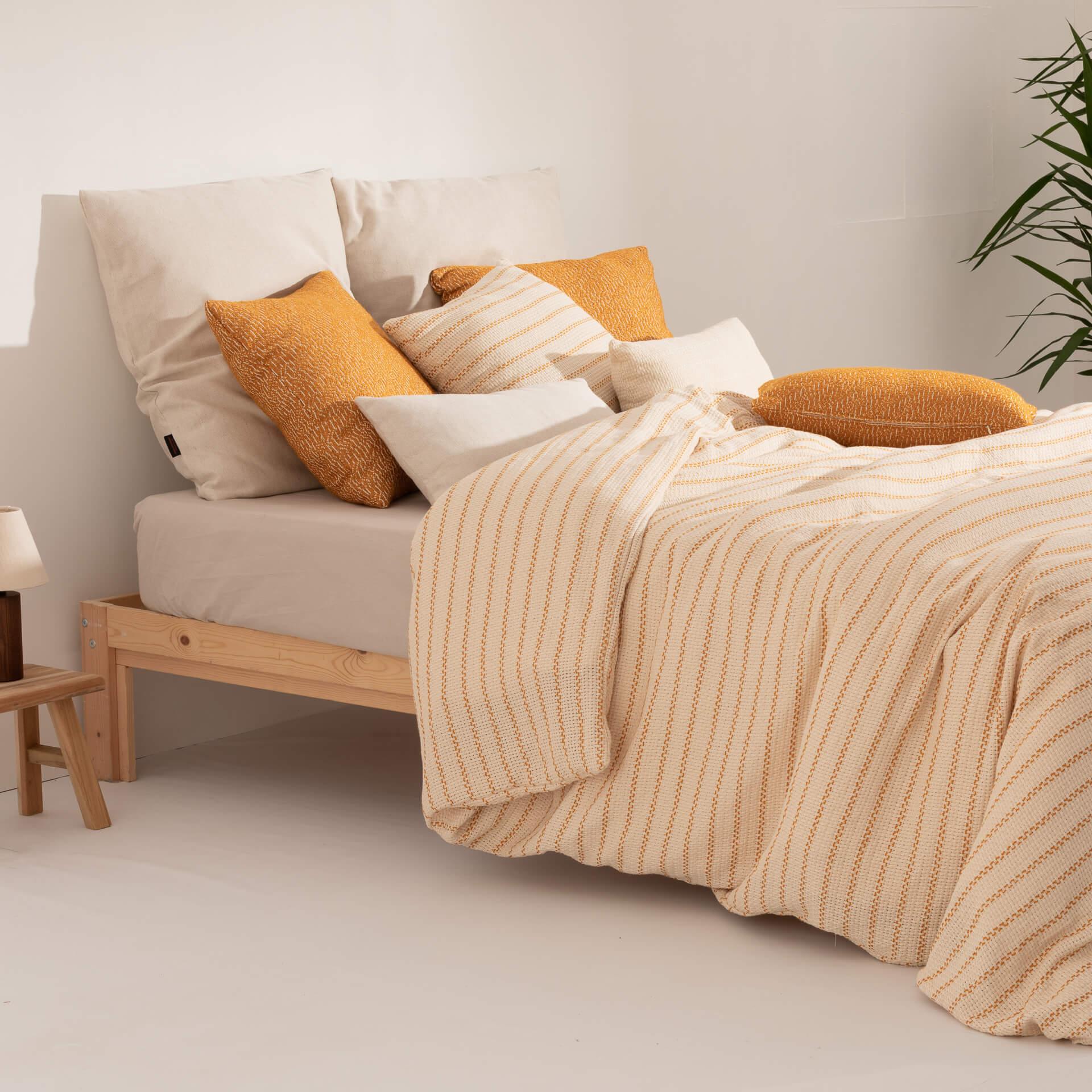 Housse de couette jacquard Agres Ocre