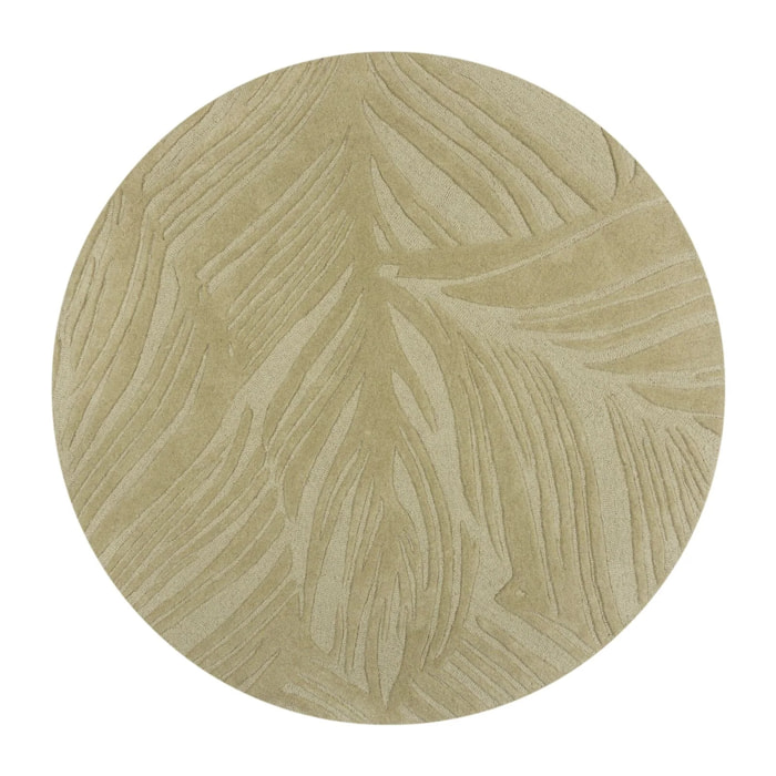 Tapis en laine rond FEUILLAGE Sauge