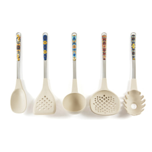 Set 5 utensili Excelsa Trinacria, nylon e acciaio, multicolor decoro Trinacria