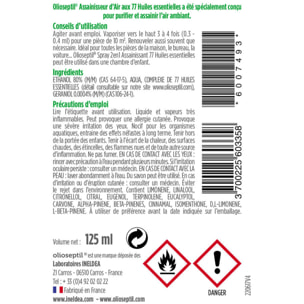 OLIOSEPTIL® - Assainisseur d'Air 77 Huiles Essentielles - Association de 77 huiles essentielles 100% pures et naturelles - Pour assainir et purifier l'air - Spray 125 ml