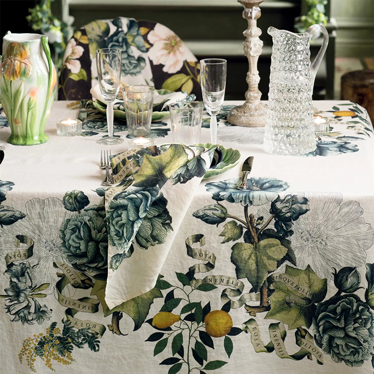 Serviette lin & coton lavé 190 g/m² imprimé multicolore Giardino naturel