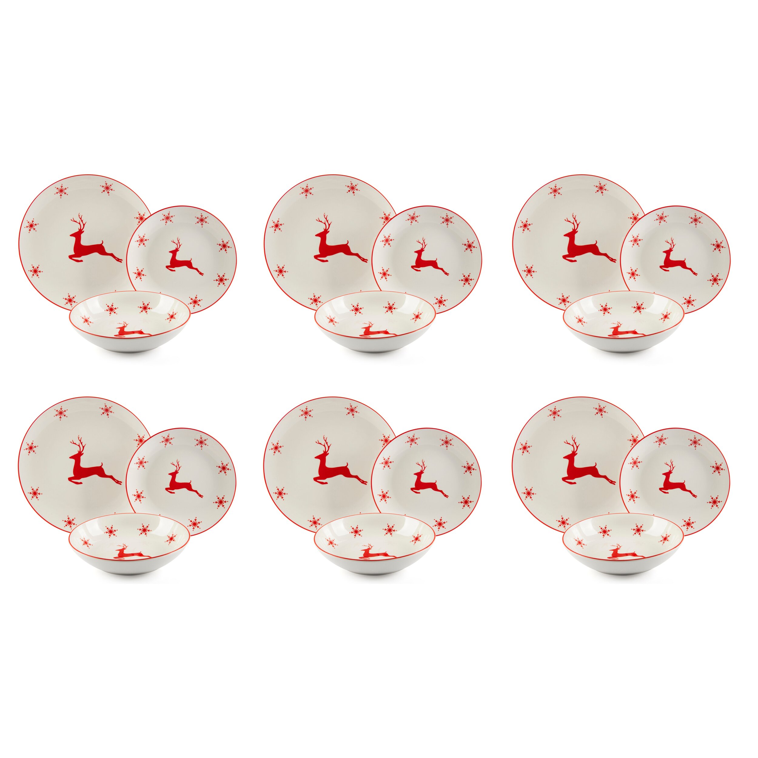 Service de Table 18 pièces Excelsa - Nordic Christmas, Porcelaine Blanche