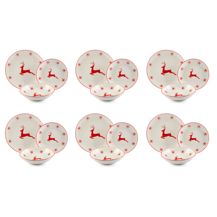 Service de Table 18 pièces Excelsa - Nordic Christmas, Porcelaine Blanche