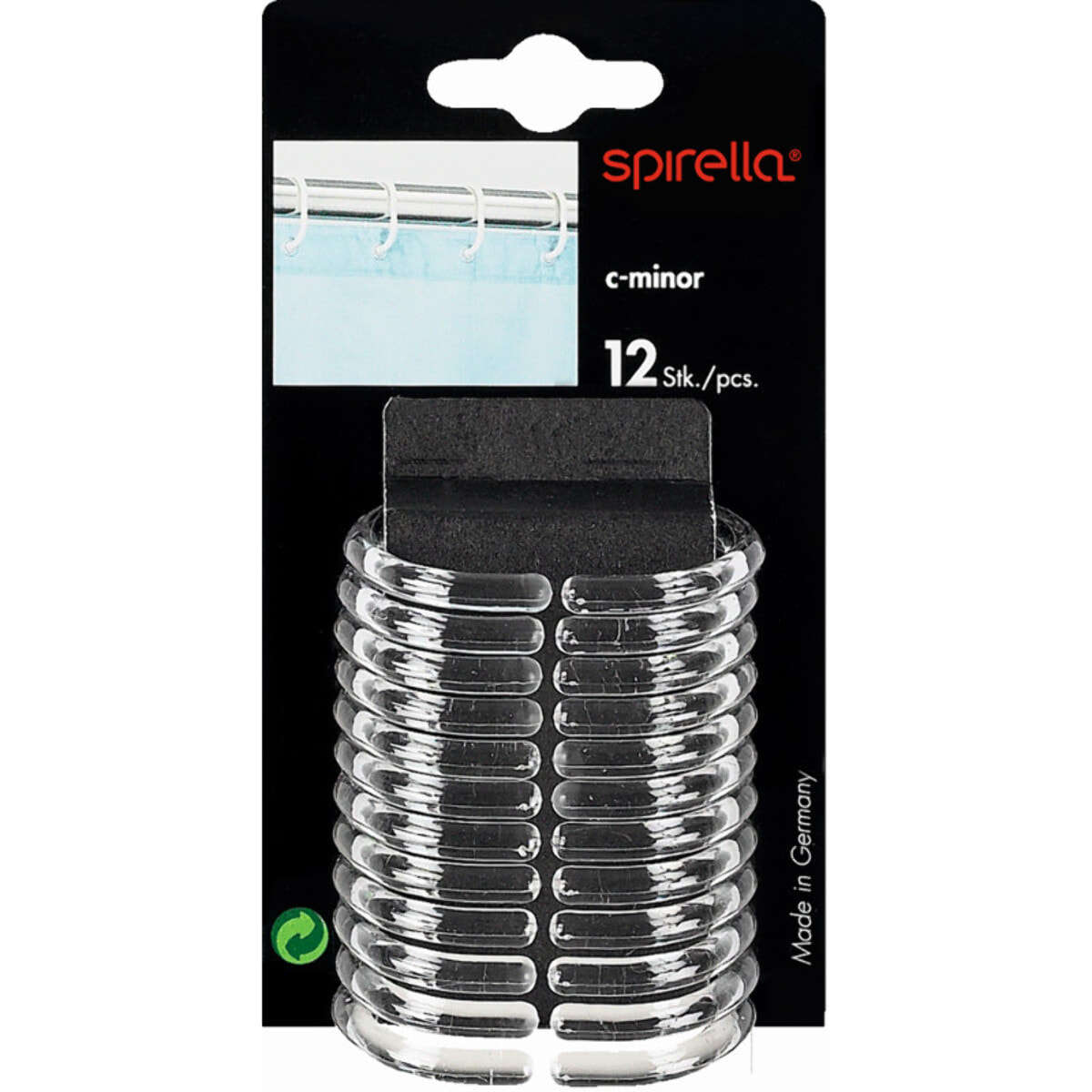 Lot de 12 anneaux pour rideaux de douche C-MINOR Transparent Spirella