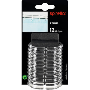 Lot de 12 anneaux pour rideaux de douche C-MINOR Transparent Spirella