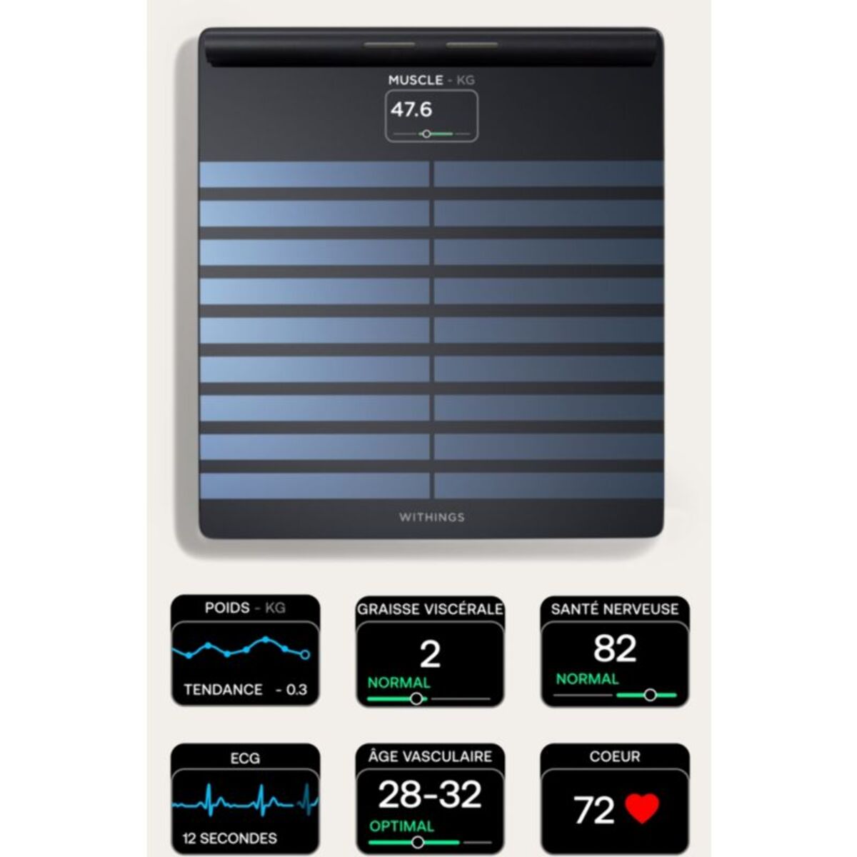 Pèse personne connecté WITHINGS Body Scan noir