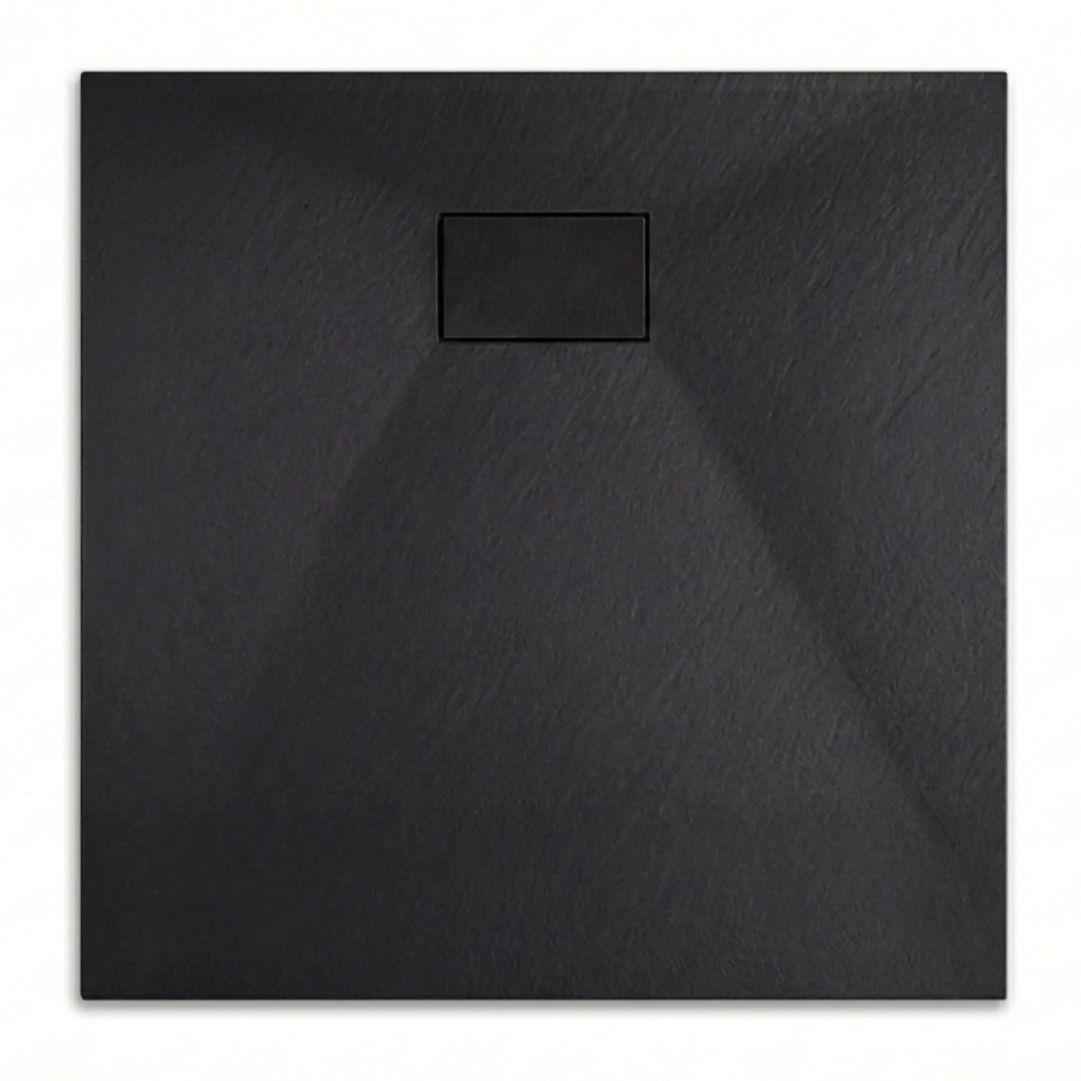 Essential 90x90 cm receveur de douche carré à poser SMC avec surface effet pierre, noir (CERAES9090B)