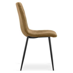 Sedia Turin in velluto marrone con gambe nere