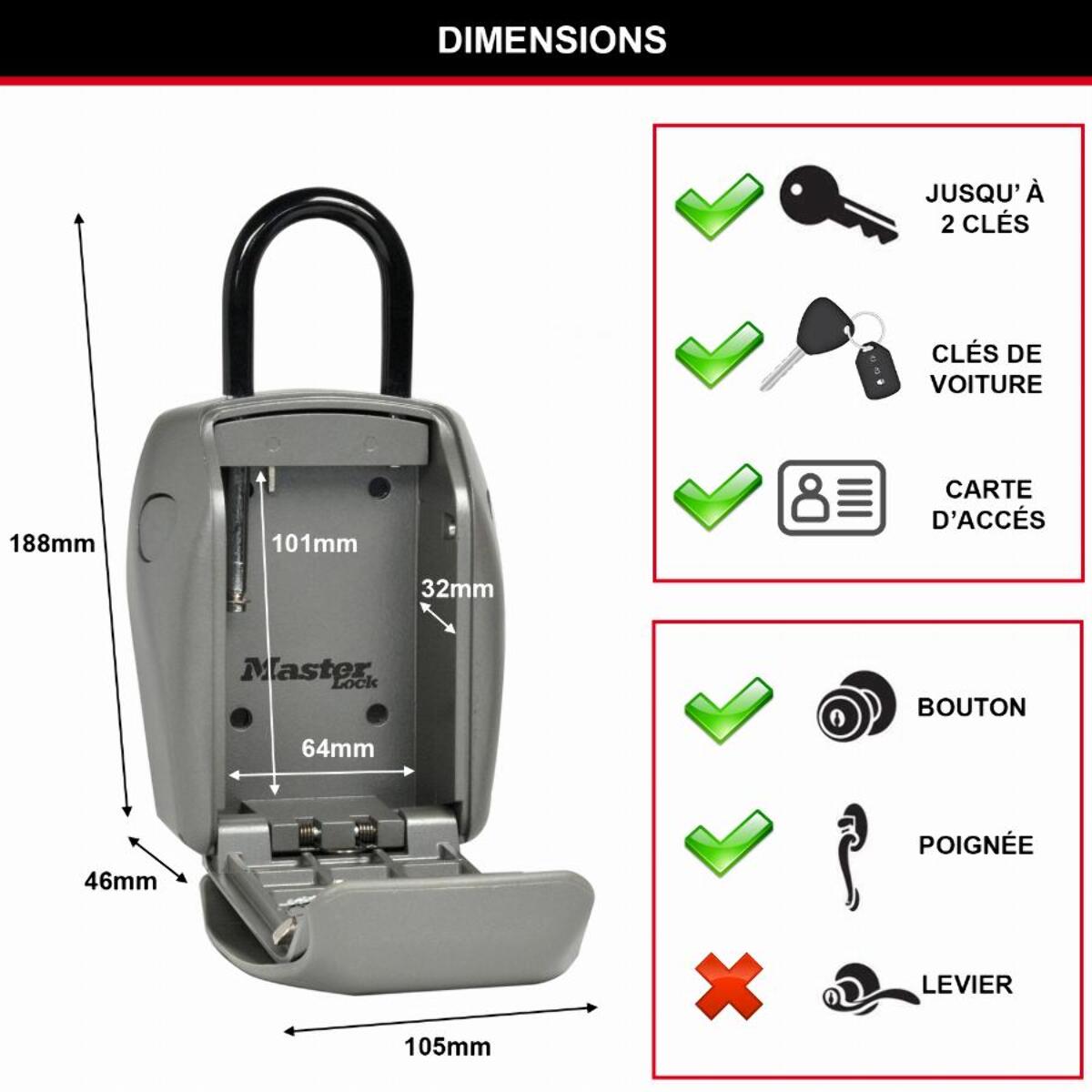 Boite à clés MASTERLOCK avec anse - Sécurité renforcée - 5414D