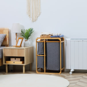 Cesto para Ropa Sucia de Bambú con 3 Bolsas de Tela Extraíbles 50x32x69,7 cm