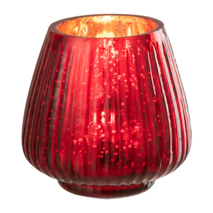 J-Line photophore Cotelé - verre - rouge - 4 pcs