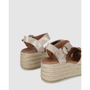 Sandalias de Serraje - Platino - Tacón: 6 cm