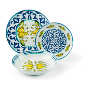 Service 18 assiettes Excelsa Amalfi, porcelaine, multicolore