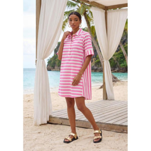 Abito corto in popeline a righe