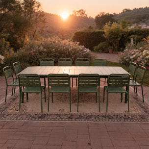 Ensemble table de jardin 234 cm et 10 chaises vert EVORA