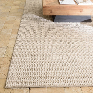 QUENTIN - Tapis rectangulaire 160x230cm en laine tissée couleur beige