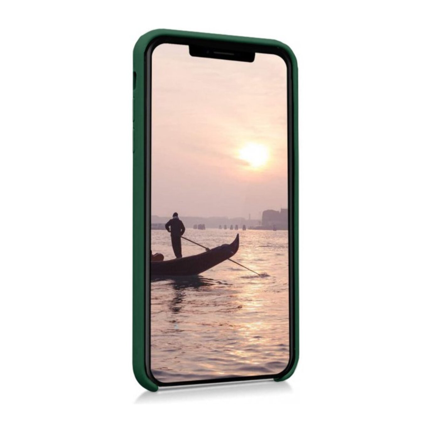 Coque iPhone X/XS Silicone liquide Vert Foret + 2 Vitres en Verre trempé Protection écran Antichocs