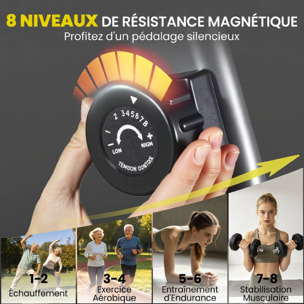 Vélo d'appartement semi-allongé réglable écran LCD multifonction noir