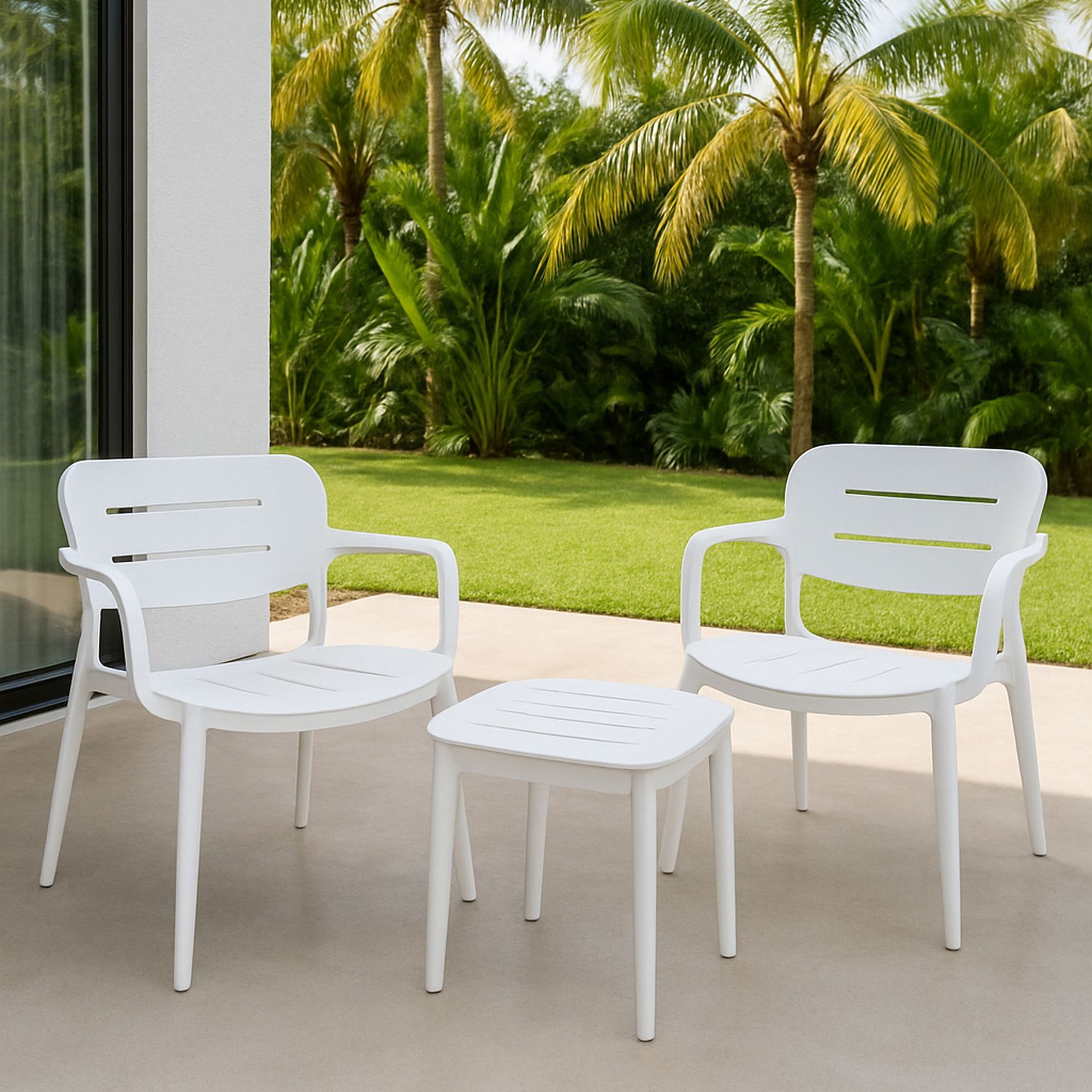 Salon de jardin en polypropylène blanc SUNSET