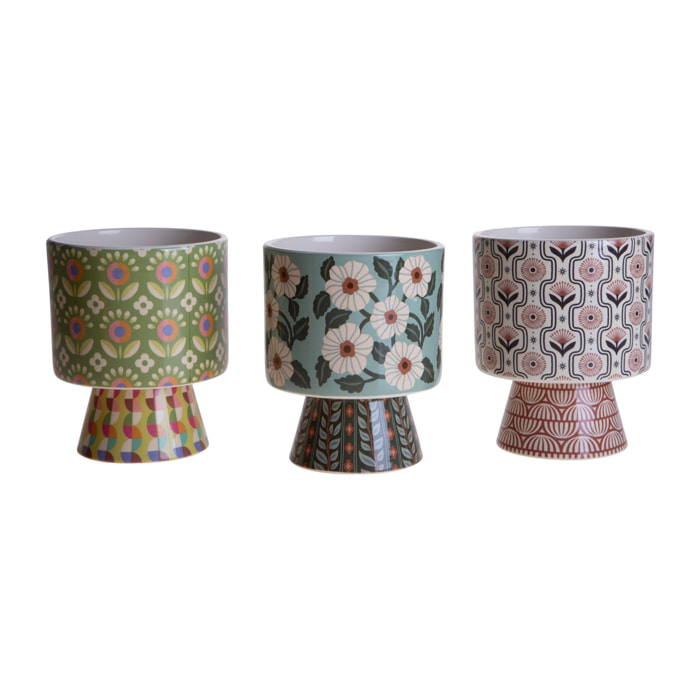 Set 3 vasi con base - 12,2xH15,5x12,2cm - Pezzi 2 - Bianchi Dino SpA