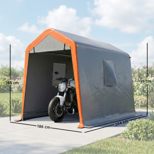 Outsunny Carpa Garaje Portátil 2,4x1,8 m, Garaje Exterior para Coche Impermeable con Puerta Enrollable con Cremallera, Ventanas, Estructura de Metal Galvanizado, UPF30+, Gris Claro