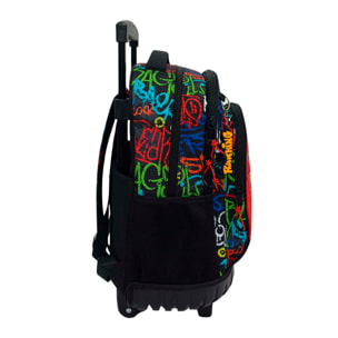 Trolley Fjo Compacto Doble Cuerpo Gran Capacidad Ranking Grafitti. Espaldera y tirantes ajustables y acolchados.