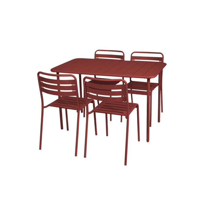 Table de jardin métal + 4 assises AMÉLIA