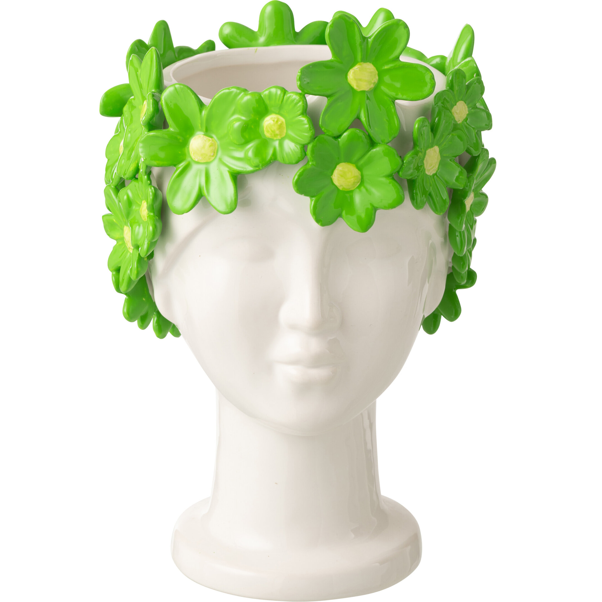 J-Line Cache-pot Dame Fruit - céramique - blanc/vert