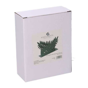 Portatovaglioli in metallo foglia d'alloro verde scuro rettangolare cm14,5x4h10