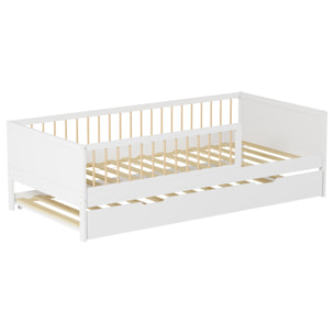 Lit gigogne pour enfant 190x90cm blanc ADAM
