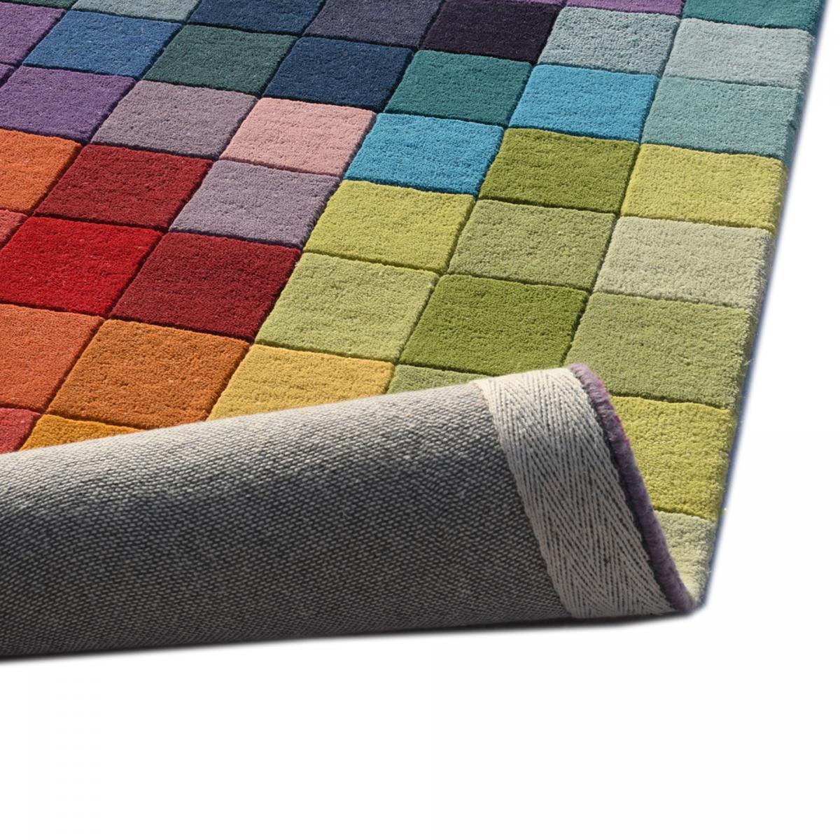 Tapis salon et chambre fait main en laine motif damier GONA