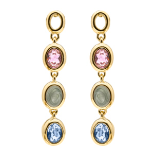 Pendientes de Cuarzo Hidrotermal Multicolor acabado en oro amarillo 18k
