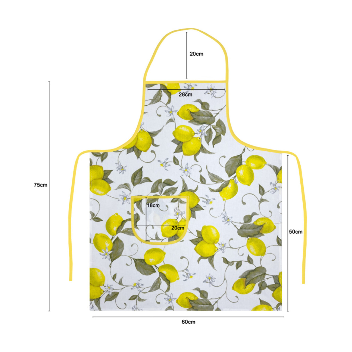 Set 2 Pezzi Grembiule Cucina Con Tasche 100% Cotone Disegno Cedro