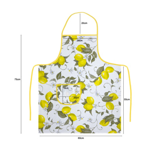 Set 2 Pezzi Grembiule Cucina Con Tasche 100% Cotone Disegno Cedro