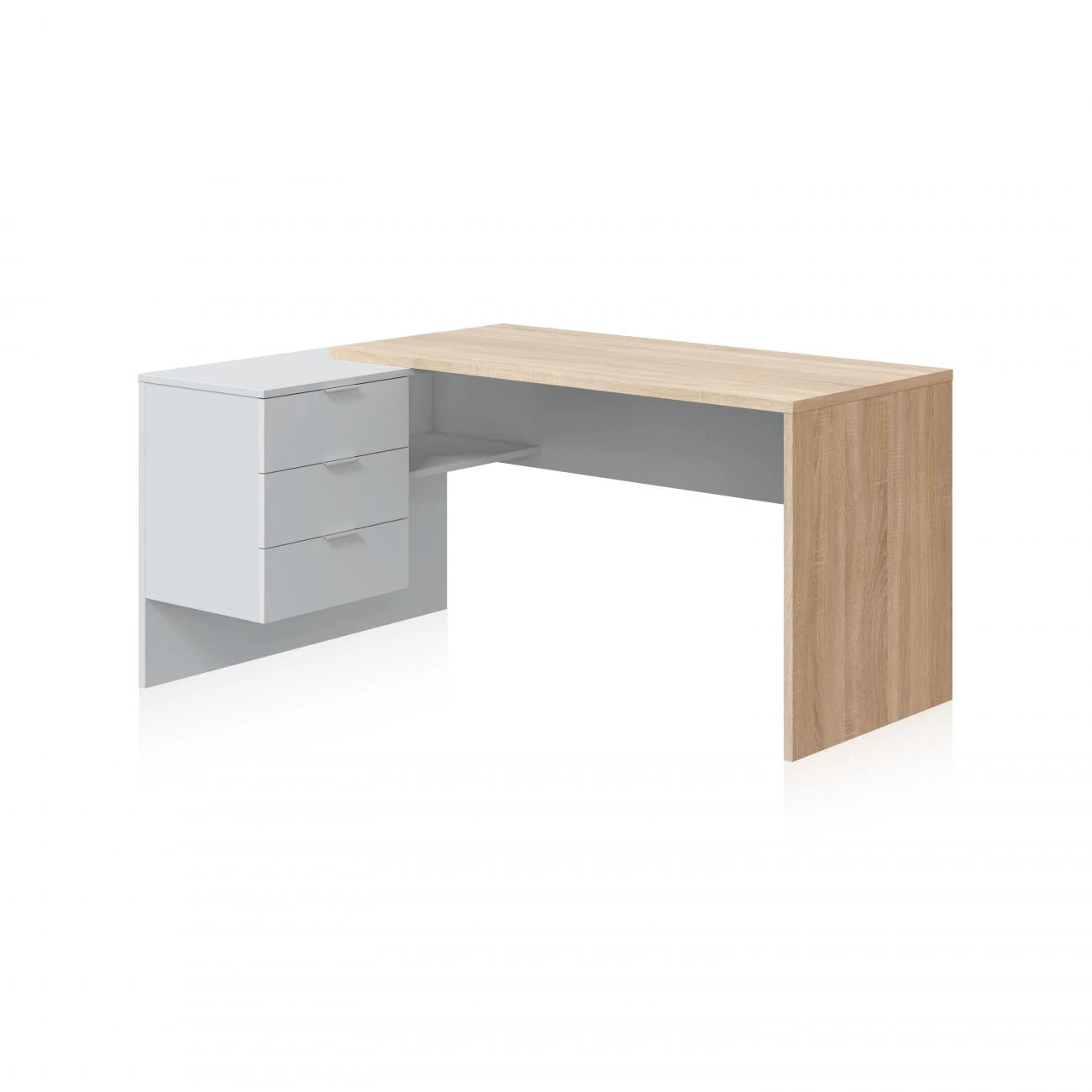 Mesa de escritorio Work Blanco Artik (Blanco Mate) - Roble Canadian