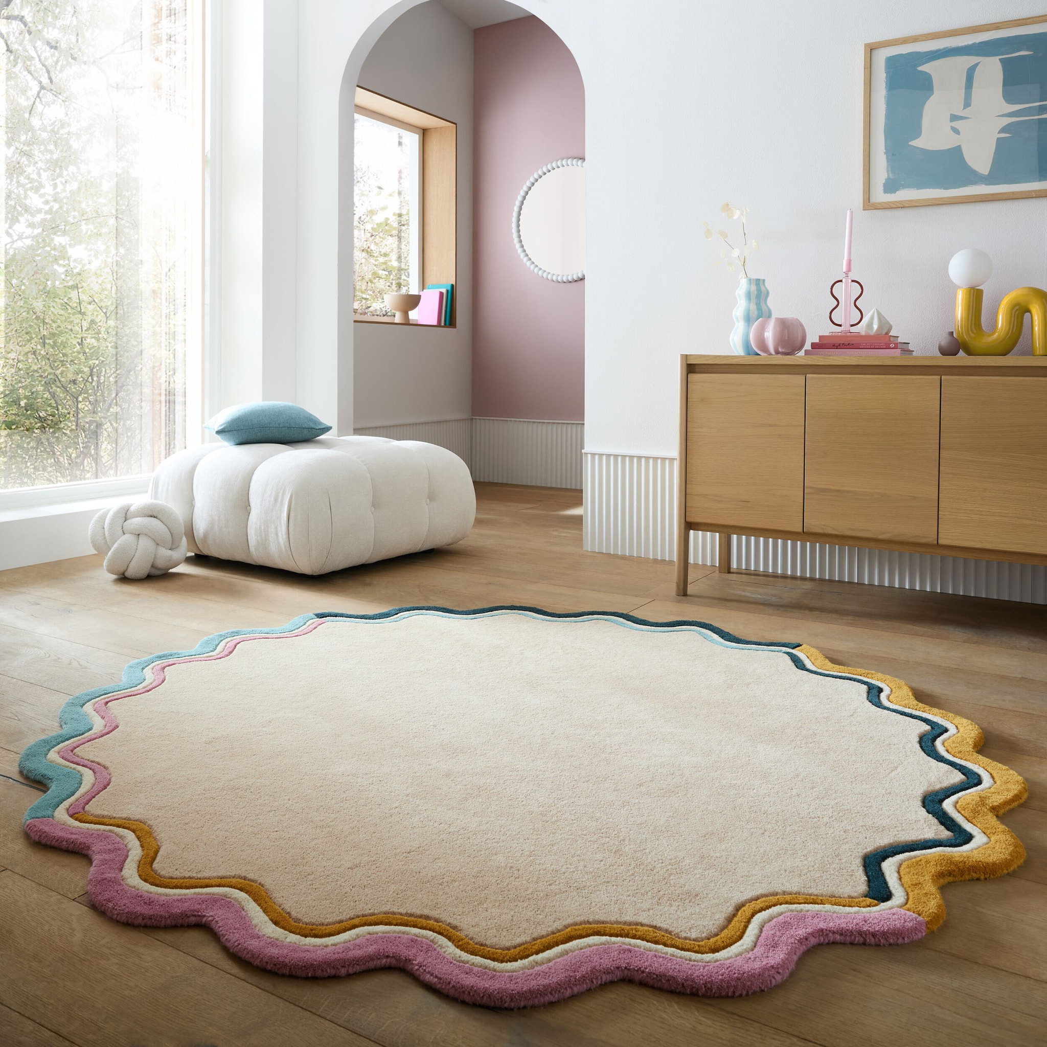 Tapis en laine rond LOIS SCALLOP